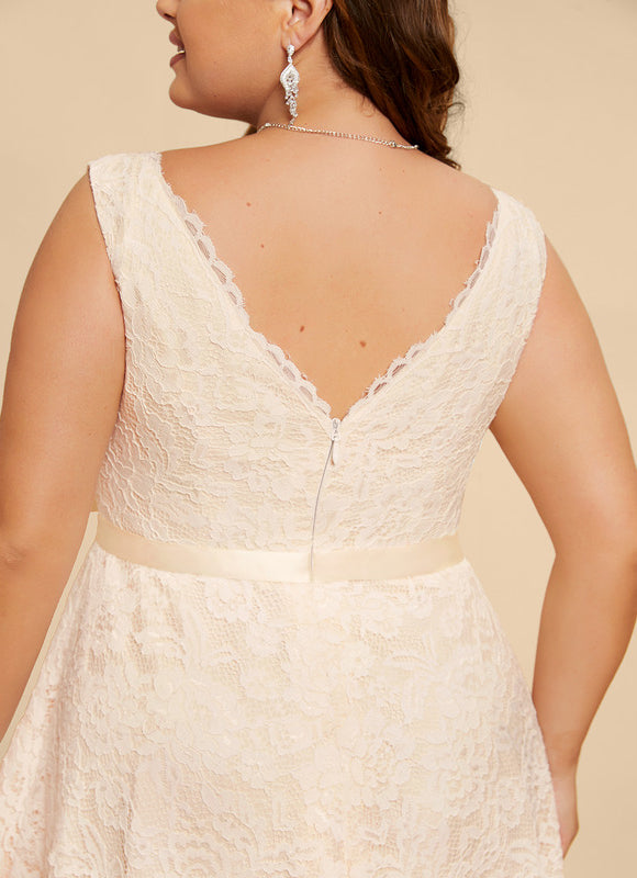 Robe Trapèze Lueur De Dentelle - gallery 7