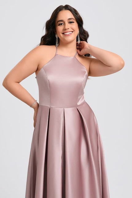 Robe Trapèze Satin Rosé Élancé - gallery 9