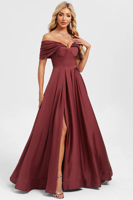 Robe Trapèze Bordeaux Satinée - gallery 1