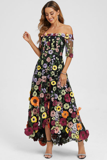 Robe Trapèze Asymétrique Éclat Floral - gallery 3