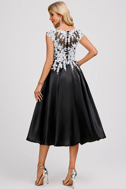 Robe Trapèze Satinée Noir Étoilé - gallery 5