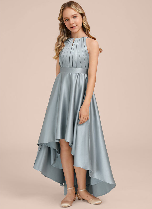 Robe Trapèze Satin Bleuté Élégante - gallery 4