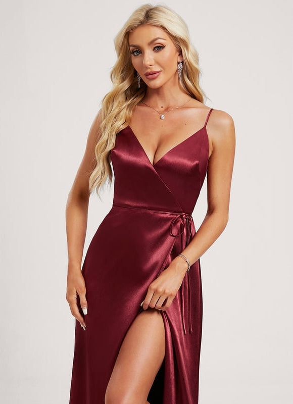 Robe Trapèze Satin Doré Élégante - gallery 3