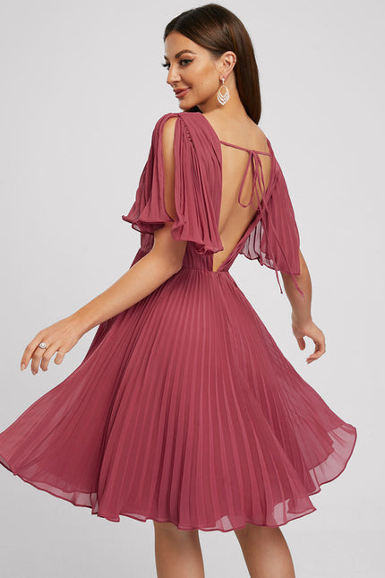 Robe Trapèze Nuit Marine Plissée - gallery 2