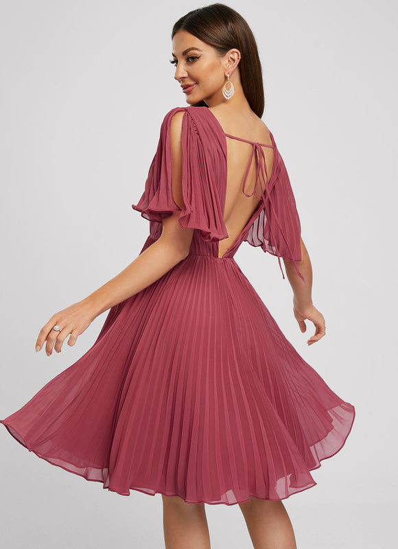 Robe Trapèze Nuit Marine Plissée - gallery 2