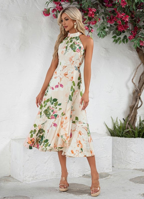 Robe Trapèze Florale Éclatante