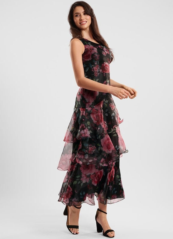 Robe Trapèze Asymétrique Florale - gallery 3