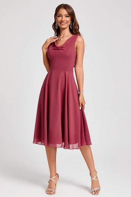 Robe Trapèze Satin Rosé - gallery 3