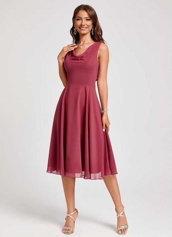 Robe Trapèze Satin Rosé - gallery 3