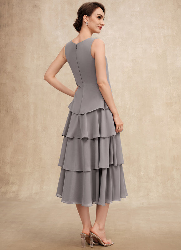 Robe Trapèze Grise Volante - gallery 6