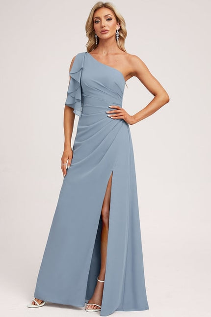 Robe Trapèze Asymétrique Beige - gallery 4