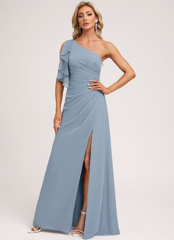 Robe Trapèze Asymétrique Beige - gallery 4