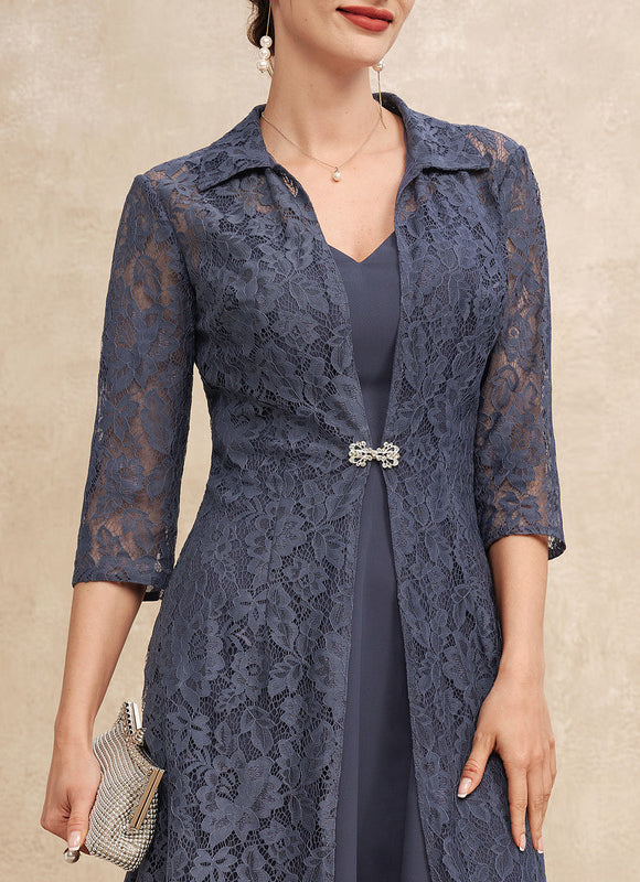 Robe Trapèze Nuit Dentelle Bleu - gallery 8