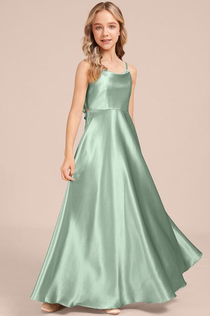 Robe Trapèze Satin Vert Éclatant