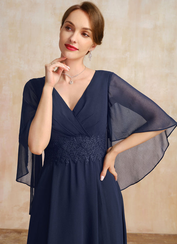 Robe Trapèze Chiffon Marine - gallery 1