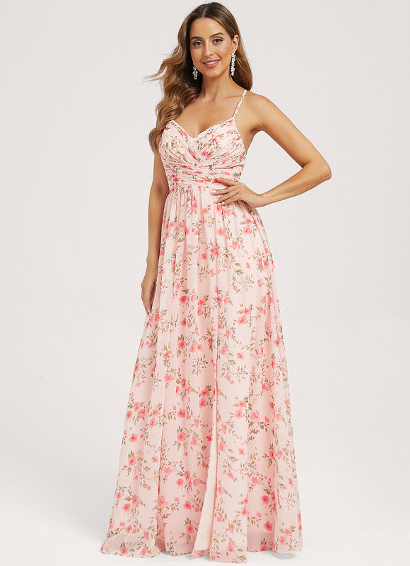 Robe Trapèze Longue Beige Élégante - gallery 1