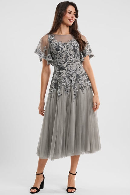 Robe Trapèze Gris Éthéré - gallery 2