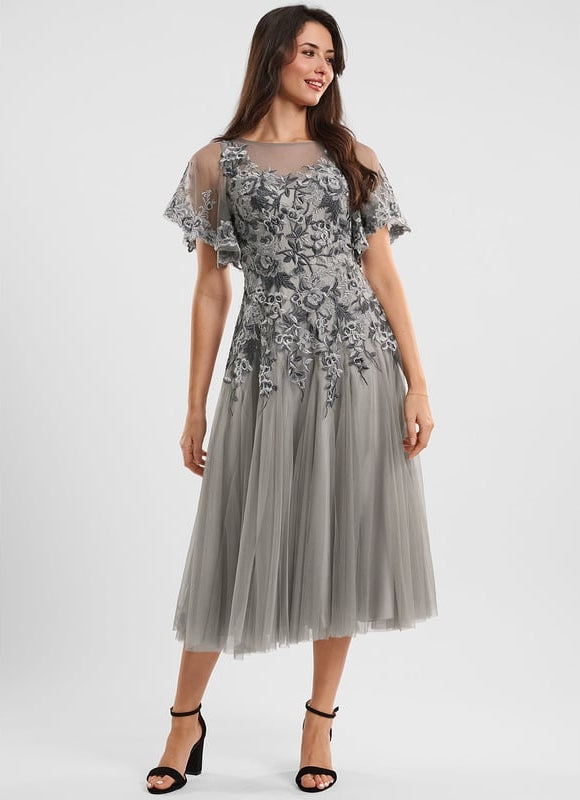 Robe Trapèze Gris Éthéré - gallery 2