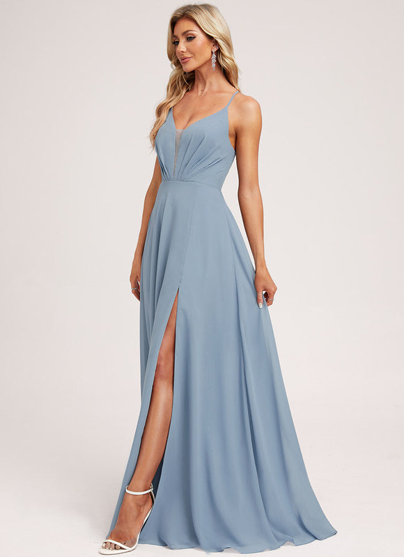 Robe Trapèze Longue Beige Élégante - gallery 4