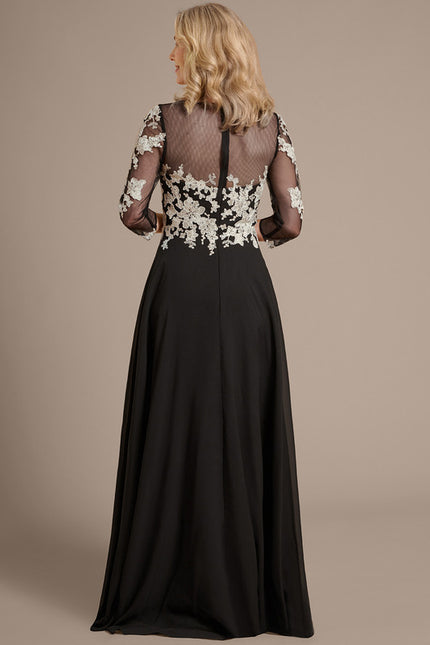 Robe Trapèze Élégante Noir Opalescent - gallery 5