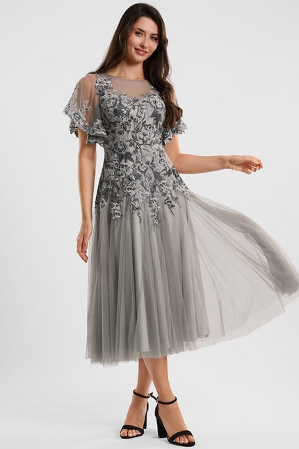 Robe Trapèze Gris Éthéré - gallery 1