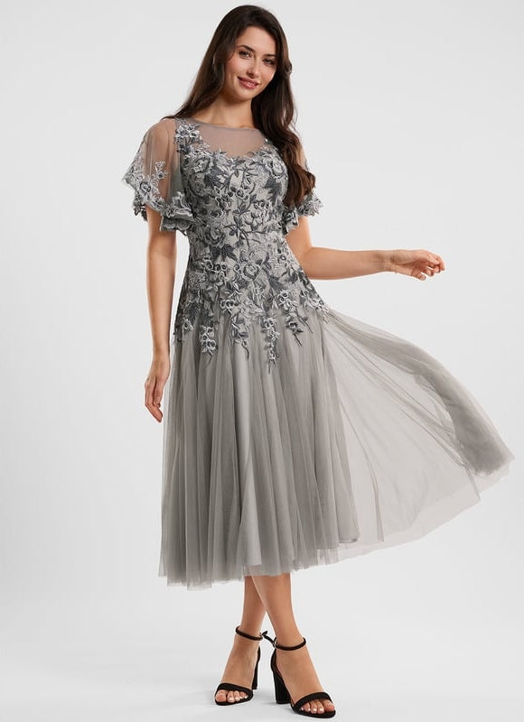 Robe Trapèze Gris Éthéré - gallery 1