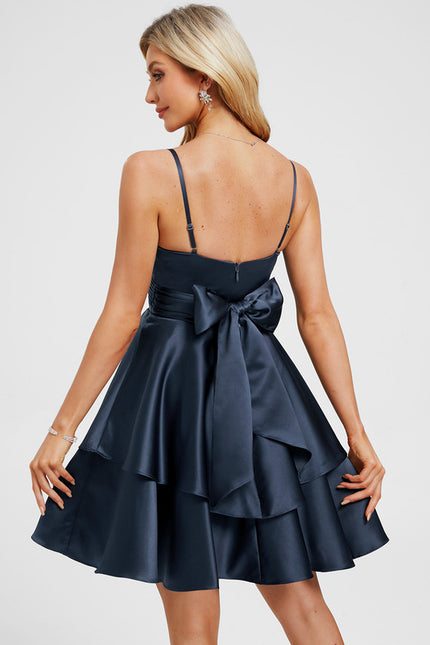 Robe Trapèze Évasée Satinée - gallery 5