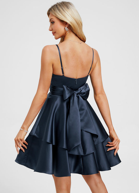 Robe Trapèze Évasée Satinée - gallery 5