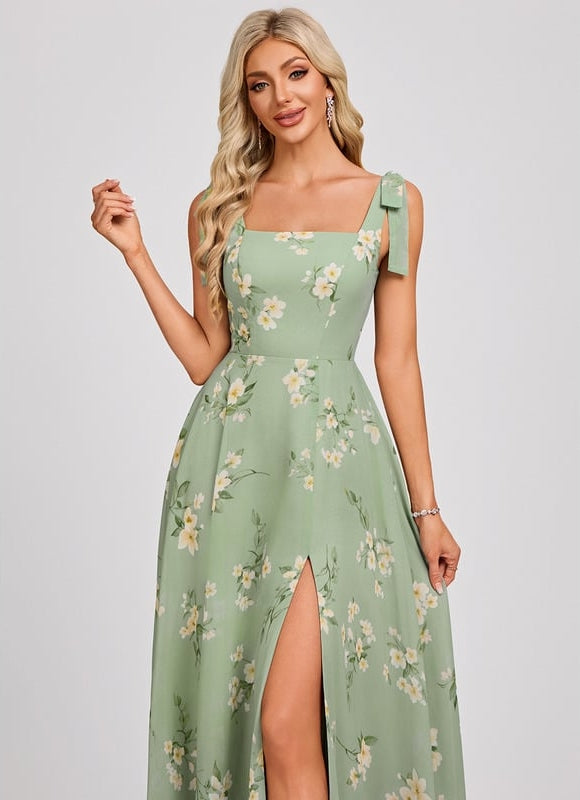 Robe Trapèze Élégante Vert Clair - gallery 4
