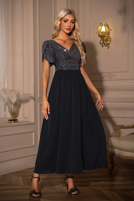 Robe Trapèze Maxi Pailletée Navy