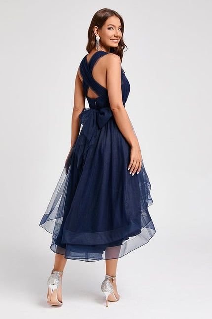 Robe Trapèze Élégance Marine Tulle - gallery 2
