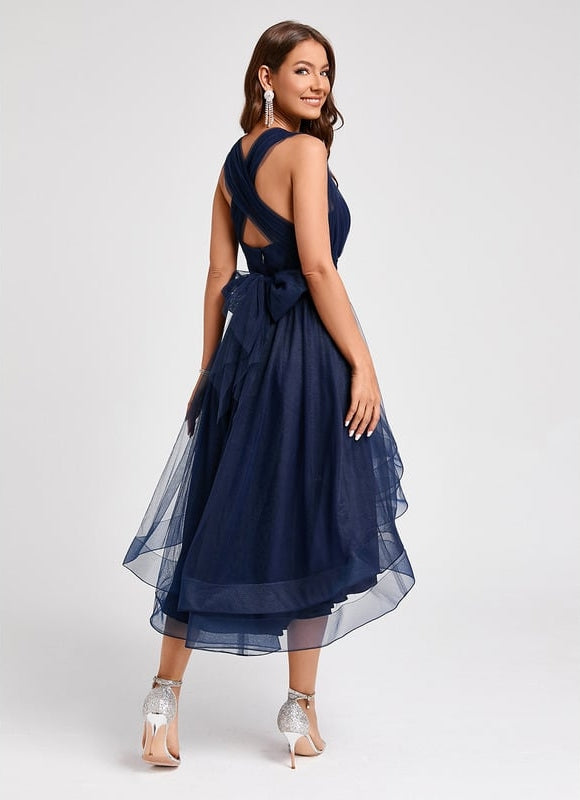 Robe Trapèze Élégance Marine Tulle - gallery 2