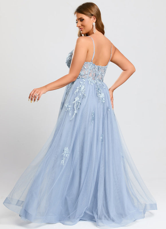 Robe Trapèze Tulle Azur Éthéré - gallery 9
