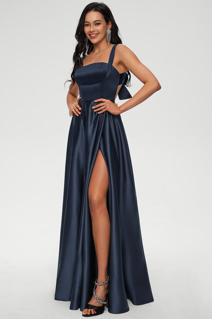 Robe Trapèze Nuit De Satin Profond - gallery 3