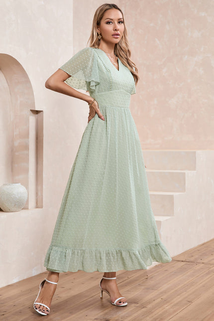 Robe Trapèze Verte Aérée - gallery 5