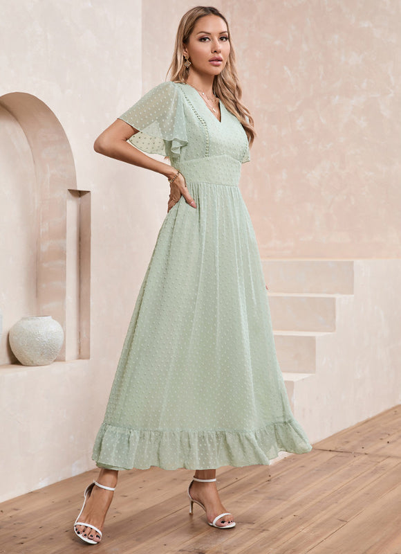 Robe Trapèze Verte Aérée - gallery 5