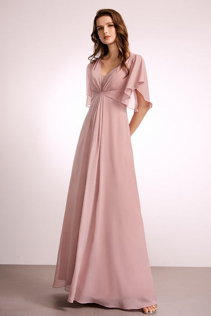 Robe Trapèze Longue Beige Élégante - gallery 1