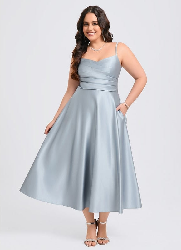 Robe Trapèze Céleste Satinée - gallery 9