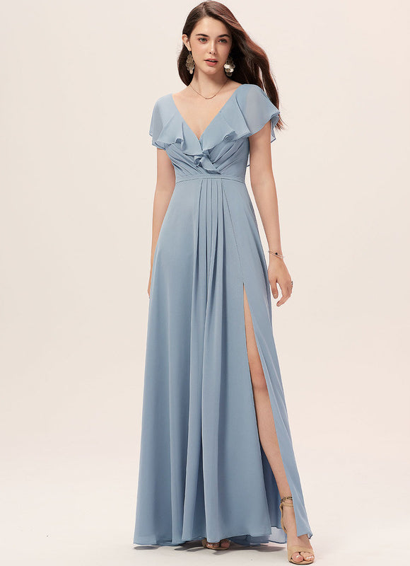 Robe Trapèze Longue Beige Élégante - gallery 3