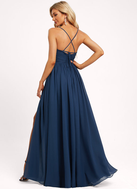 Robe Trapèze Longue Beige Élégante - gallery 2