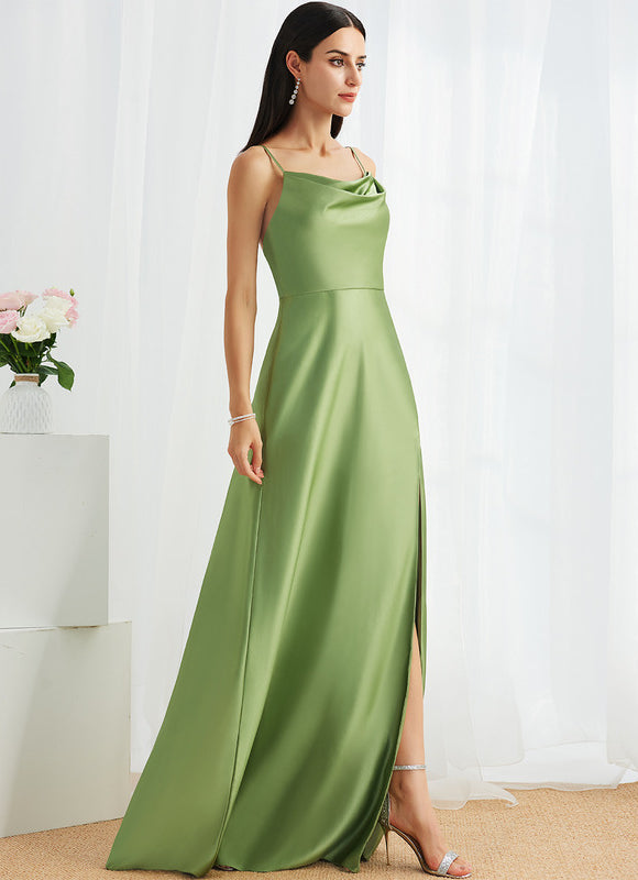 Robe Trapèze Satin Rose Élégante - gallery 4