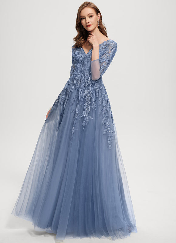 Robe Trapèze Élégance Grise Tulle - gallery 2