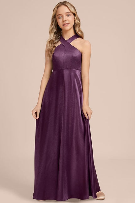 Robe Trapèze Violet Satiné Chic - gallery 5