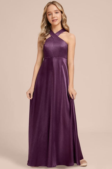 Robe Trapèze Violet Satiné Chic - gallery 5