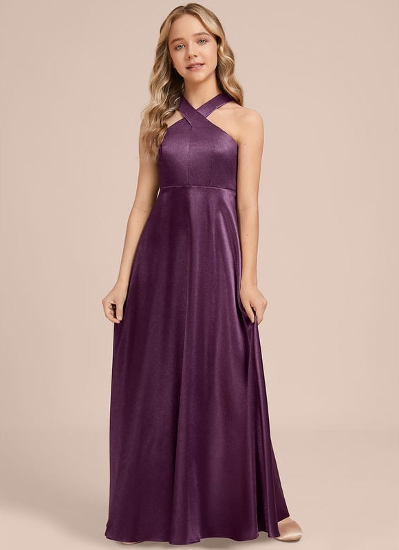 Robe Trapèze Violet Satiné Chic - gallery 5