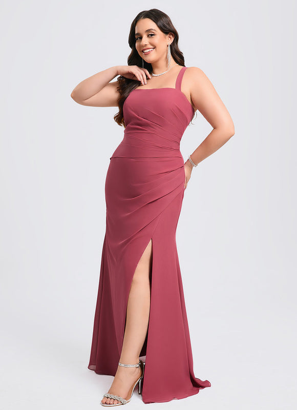Robe Trapèze Bleue Soirée Longue Slit - gallery 8