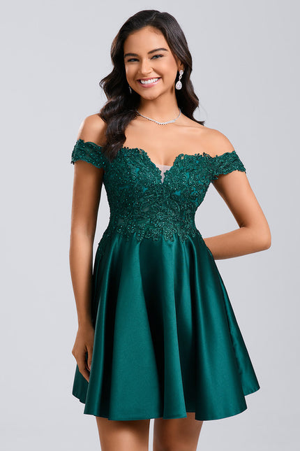 Robe Trapèze Éclat Émeraude Satiné - gallery 3