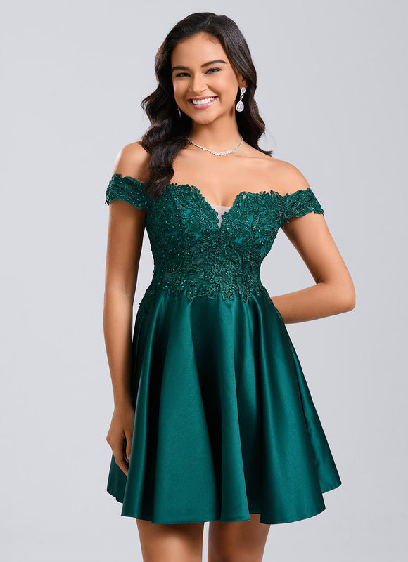 Robe Trapèze Éclat Émeraude Satiné - gallery 3