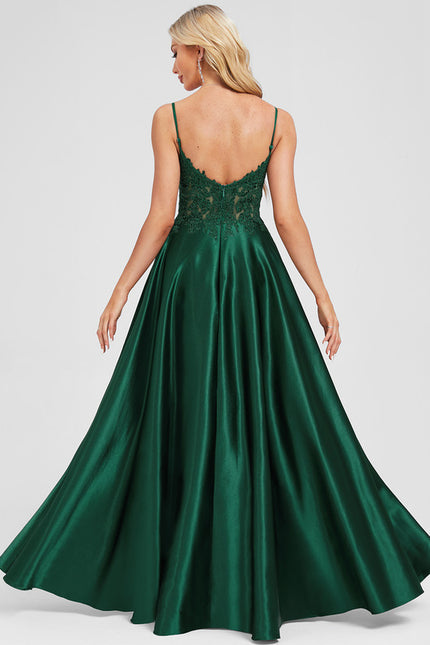 Robe Trapèze Éclat Émeraude Flottant - gallery 2