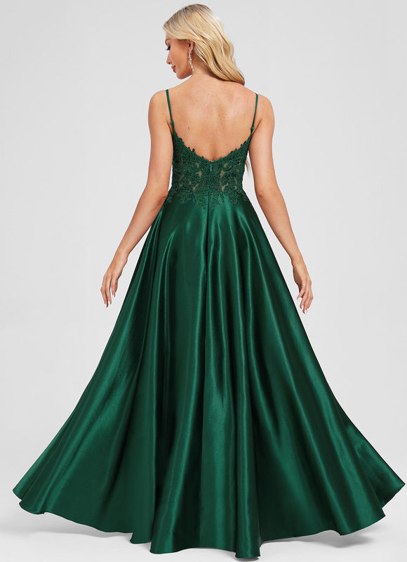 Robe Trapèze Éclat Émeraude Flottant - gallery 2